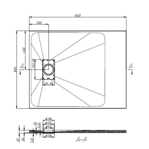 SMC tuš kad 100x80cm bela