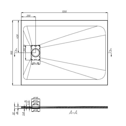 SMC tuš kabina 120x90cm siva