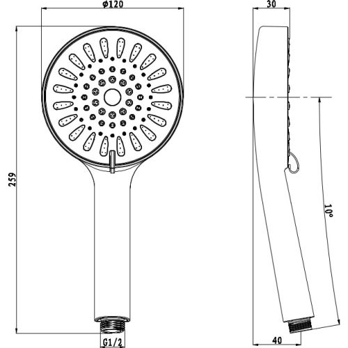 Ročna prha krom 12cm 3 funkcije