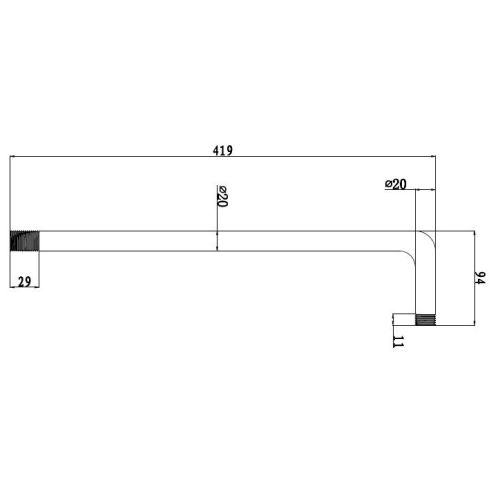 Brausearm rund 40cm chrom