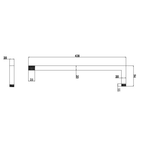 Brausearm eckig  40cm chrom