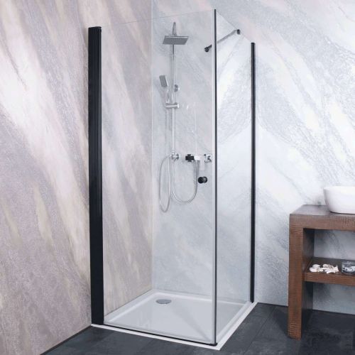 Glass fixed part black matt 95-97x195cm