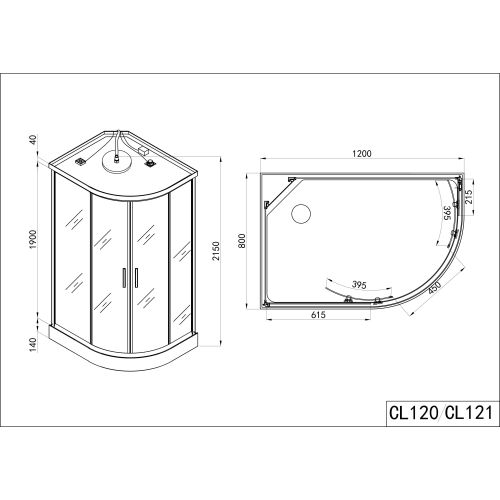 Komplettdk VARIO links 80x120x215cm Quick-Line