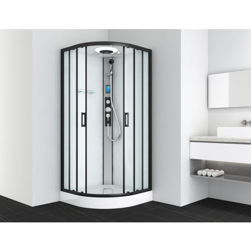 Complete shower cubicle AUSTIN black - with quick assembly 90 x 90 x 215 cm