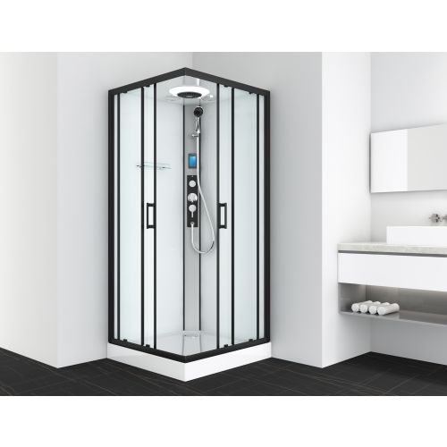 Complete shower cubicle MIAMI black - with quick assembly 90 x 90 x 215 cm