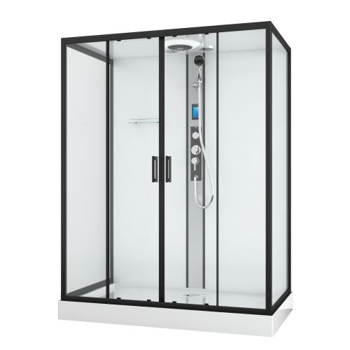 Complete shower cubicle NEW YORK black - with quick assembly 90 x 160 x 215 cm