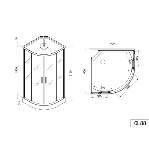 Komplettdk RUMBA 90x90x215cm Quick-Line