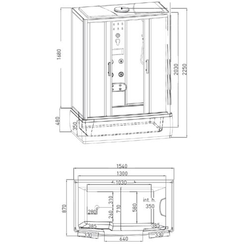 Steam shower cabin NEVADA 87x154x225cm