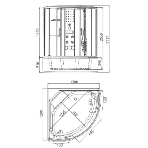 Steam shower cabin SALSA 120x120x215cm