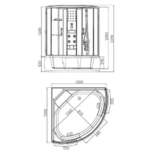 Steam shower cabin CUBA 130x130x215cm