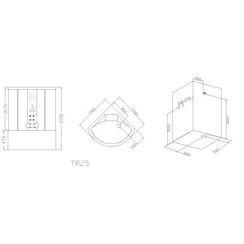 Steam shower cabin CUBA 130x130x215cm