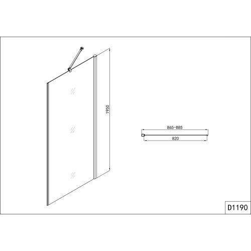 Glasfixt.f.DK,chr.86,5-88,5x195cm(MF90)