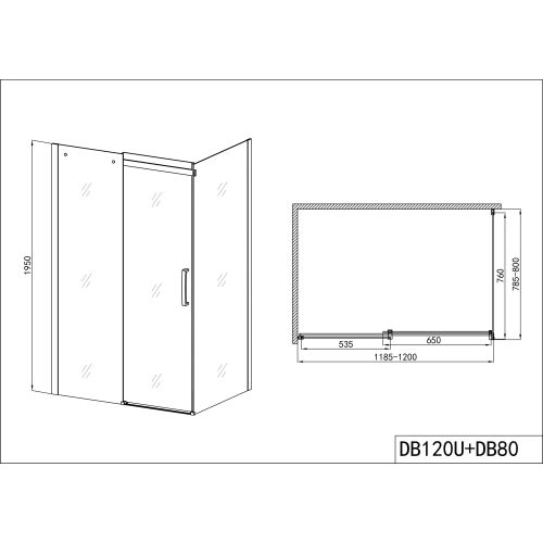 Fiksno steklo krom 78,5-80x195 cm za DB120U