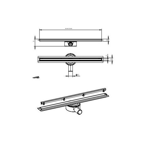 Tuš kanaleta Slim 60cm Nirosta videz kroma