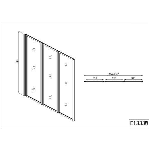 Wannenklappwand 130x121cm 4mm Glas