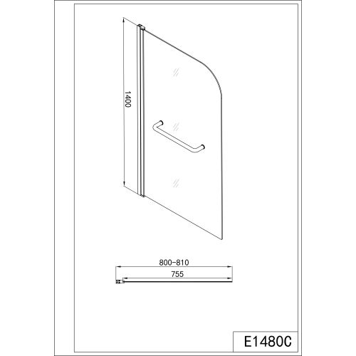 Wannenklappwand 80x140cm 6mm Glas