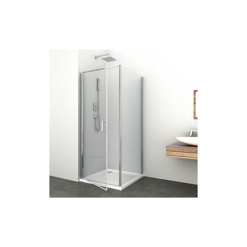 *Corner shower cubicle with swing door and fixed part chrome 80x80x195cm