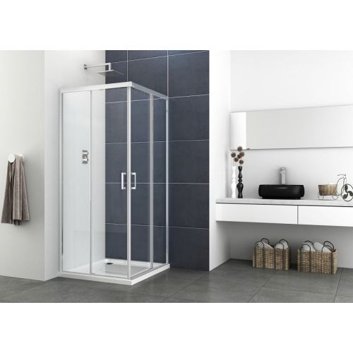 Corner shower cubicle with 2 sliding doors chrome 78-80x78-80x195cm Soft Close