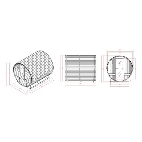 BERGEN barrel sauna for 4-6 people 194.8x220x191.5 cm