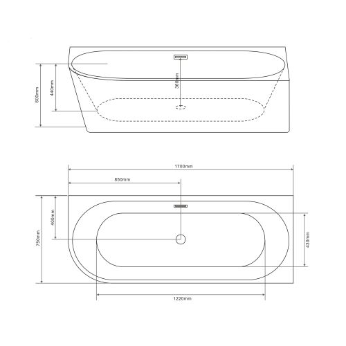 Porto Acryl Badewanne rechts