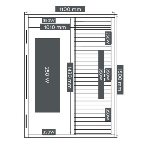 NEW YORK Infrarotkabine 3 Pers. 150x120x200cm