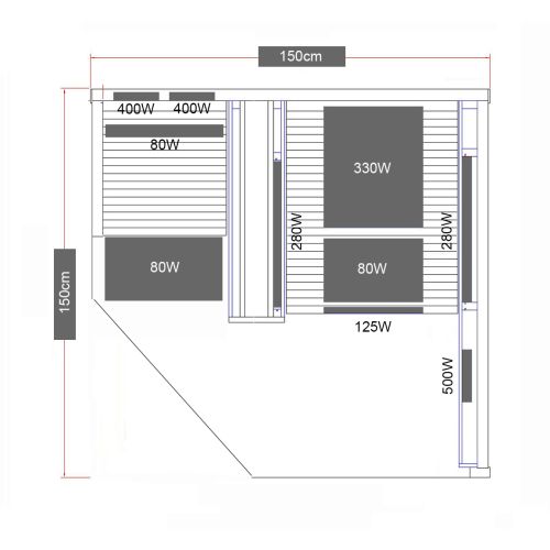 CARBON 3  Infrarotkabine 2 Pers. 150x150x195 cm