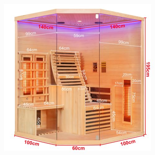CARBON 3  Infrarotkabine 2 Pers. 150x150x195 cm