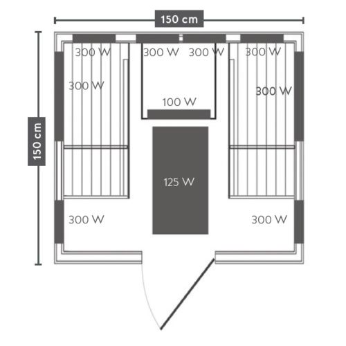 OSLO infrared cabin 2 people 150x150x200 cm