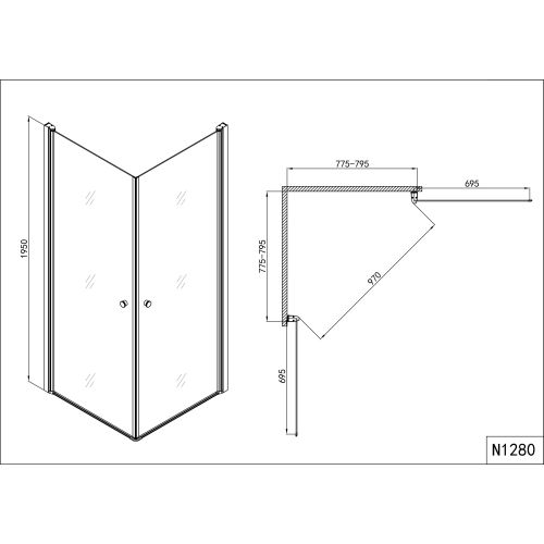 *Eckduschk. m.2 Türen chr.77,5-79,5/77,5-79,5/195cm