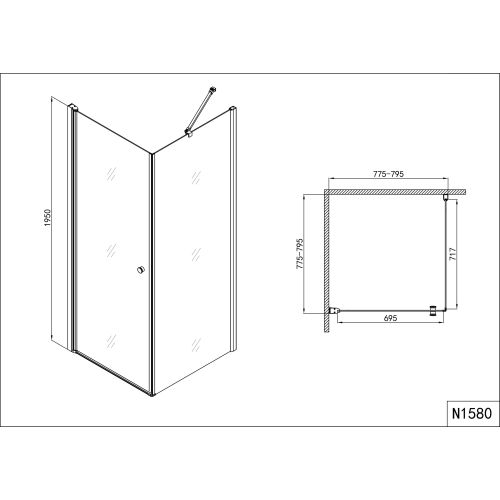 Eckduschk.m.1 T.chr. 77,5-79,5/77,5-79,5/195cm