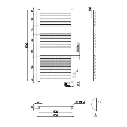 BZ-Heizk. UNO 2 weiß 48x137,5cm elektrisch